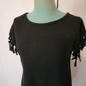 Cute Shirt with Fringed Sleeves